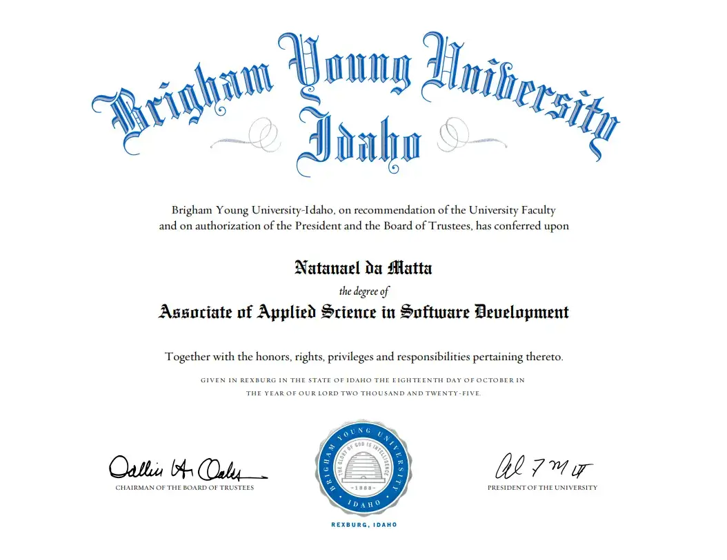 A.A.S – Desarrollo de Software — Brigham Young University–Idaho